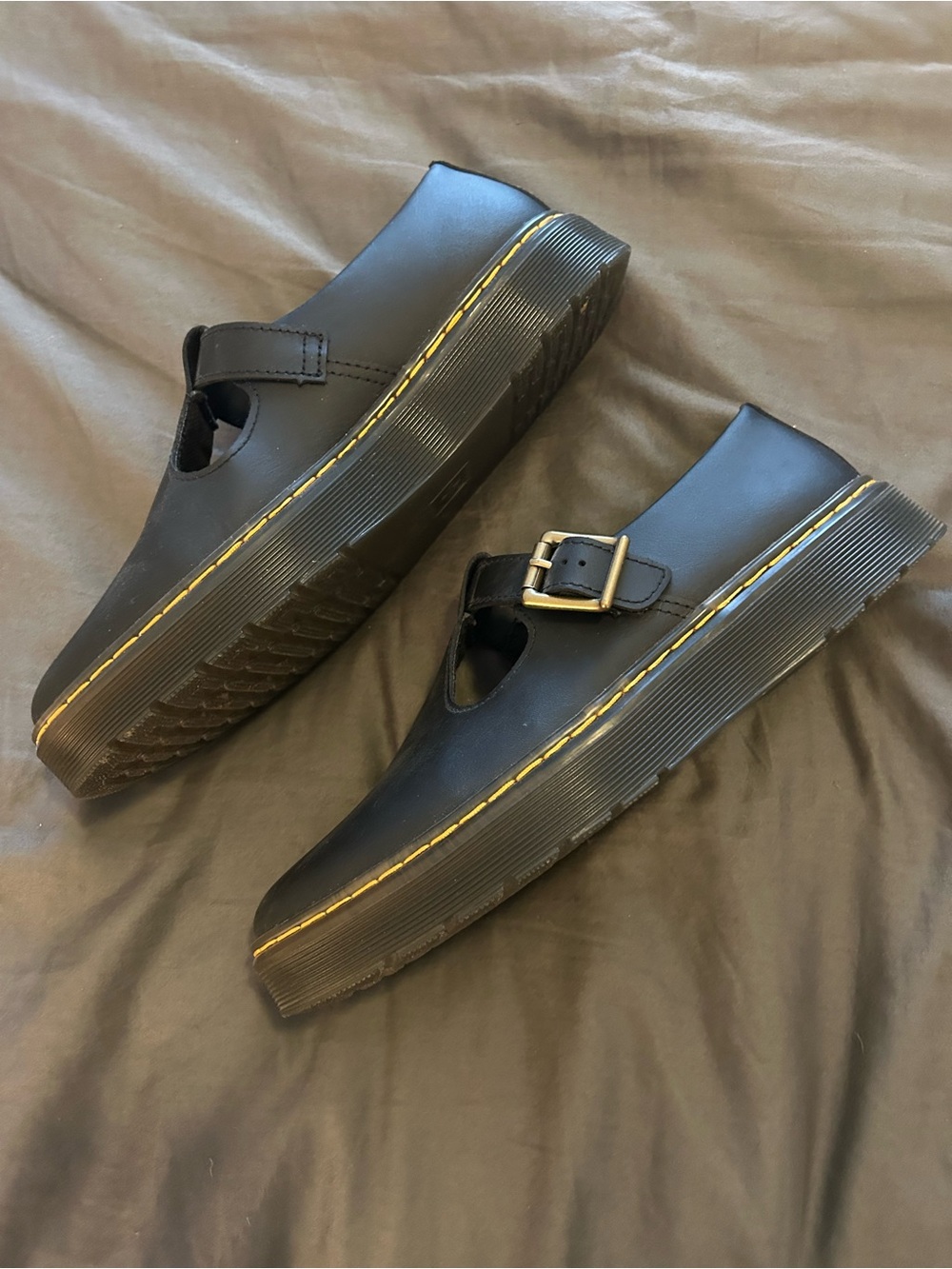 Dr. Martens Black Leather Mary Jane Slip-On Loafers with Buckle - Picture 3 of 8